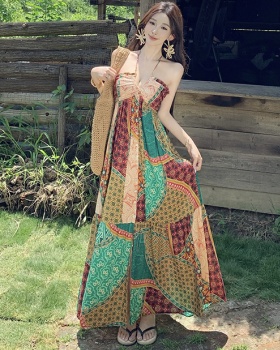 National style Bohemian style long dress halter dress