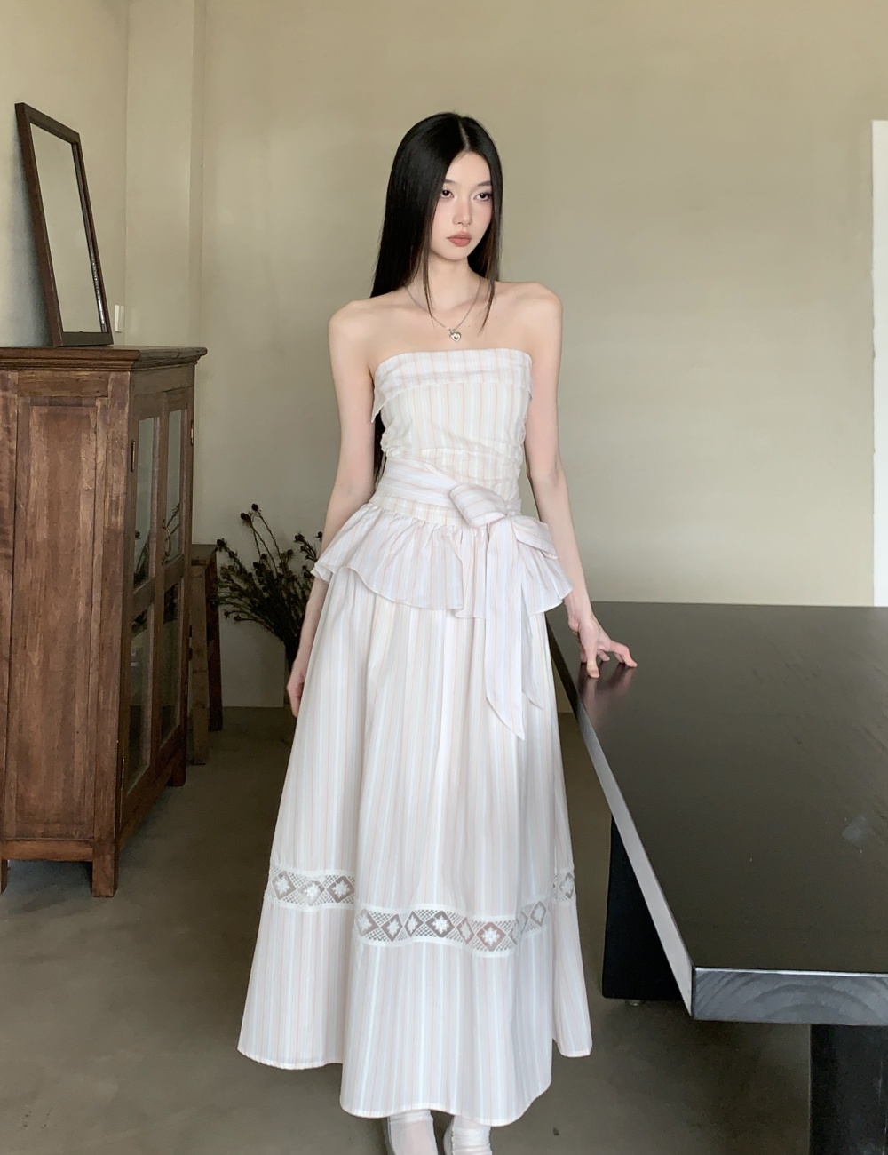 Chiffon sling dress wrapped chest long dress for women