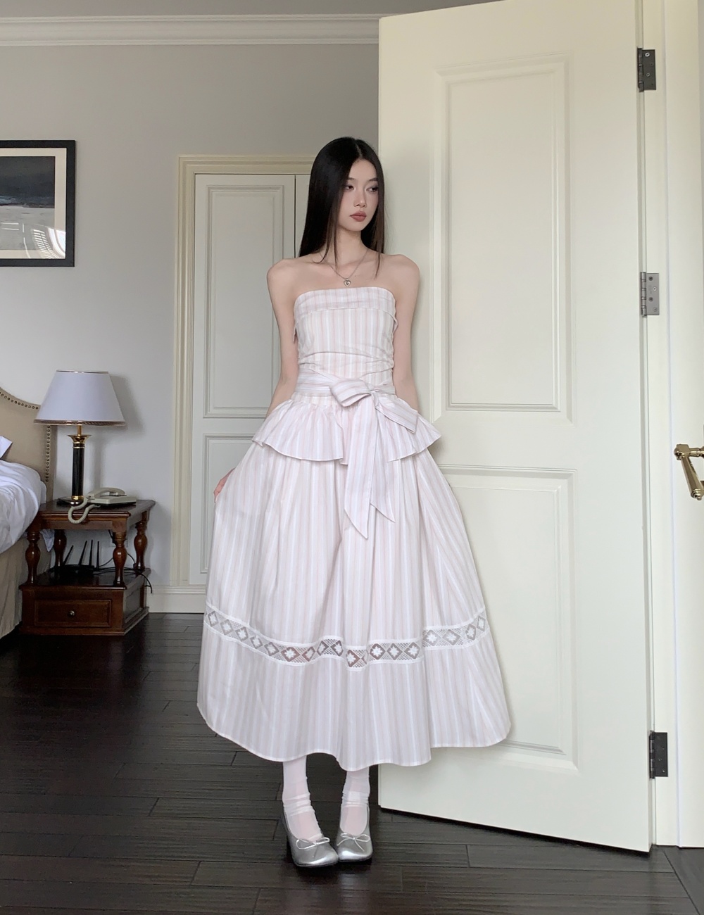 Chiffon sling dress wrapped chest long dress for women