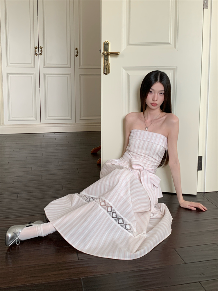 Chiffon sling dress wrapped chest long dress for women