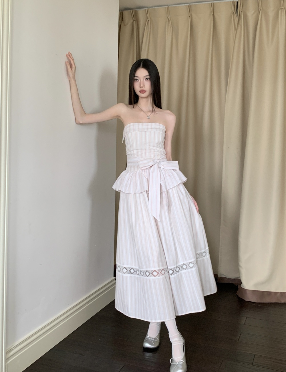 Chiffon sling dress wrapped chest long dress for women