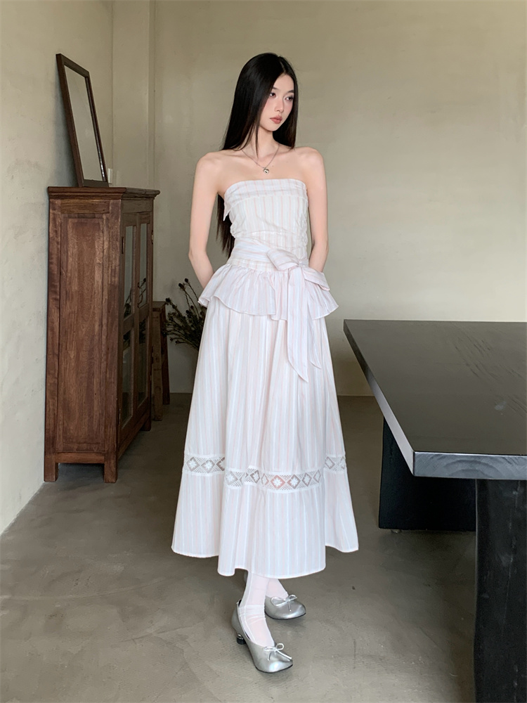 Chiffon sling dress wrapped chest long dress for women