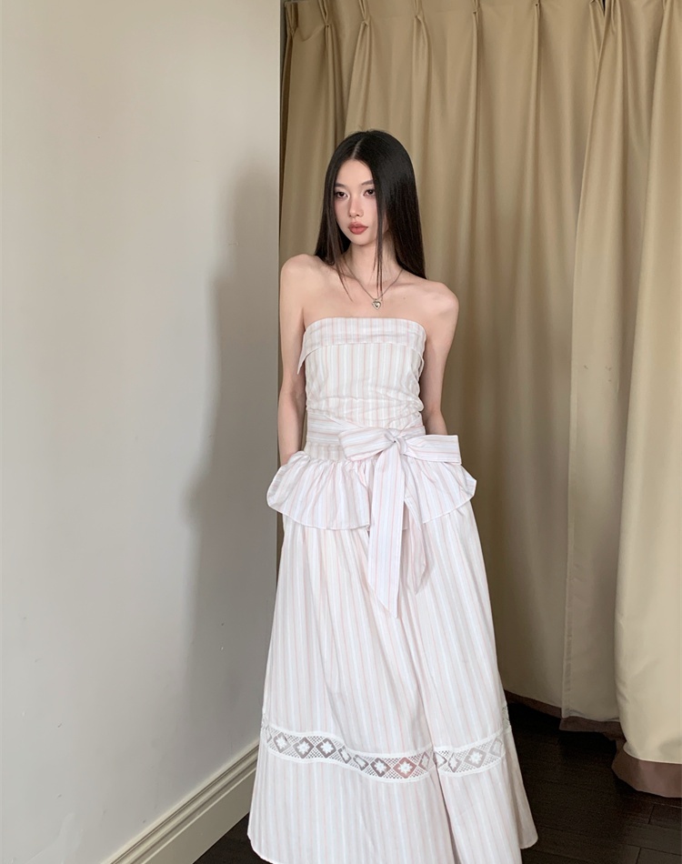Chiffon sling dress wrapped chest long dress for women