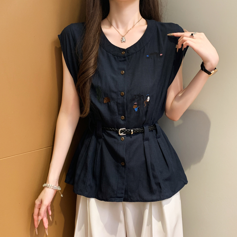 Embroidery Korean style tops Casual slim shirt for women