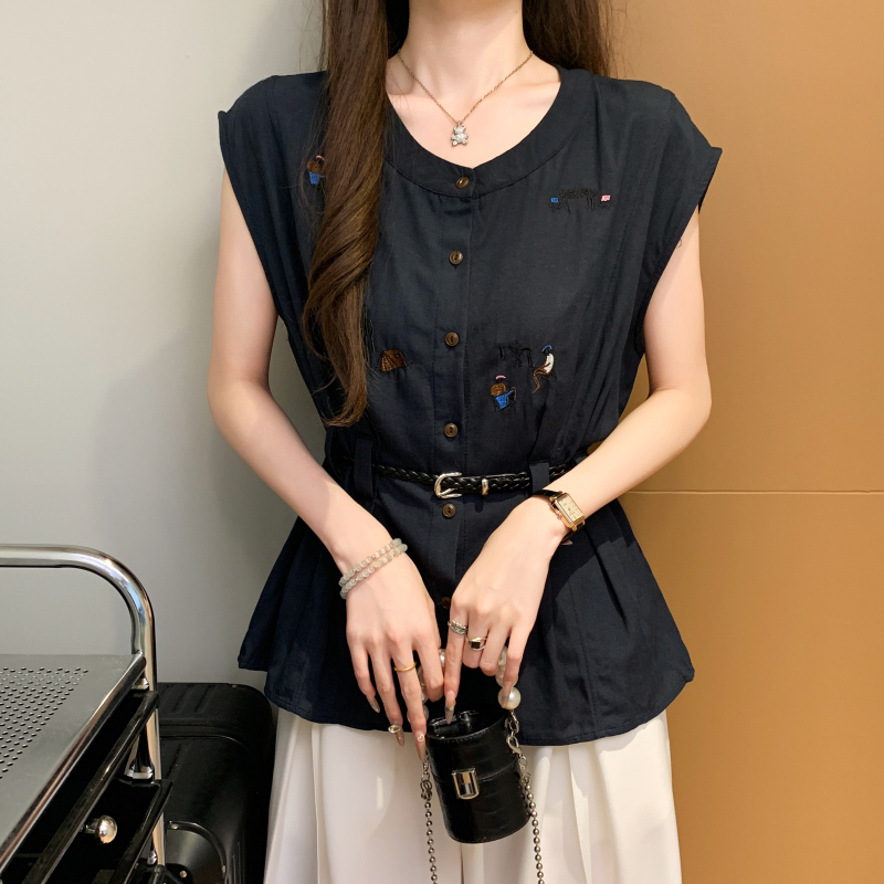 Embroidery Korean style tops Casual slim shirt for women