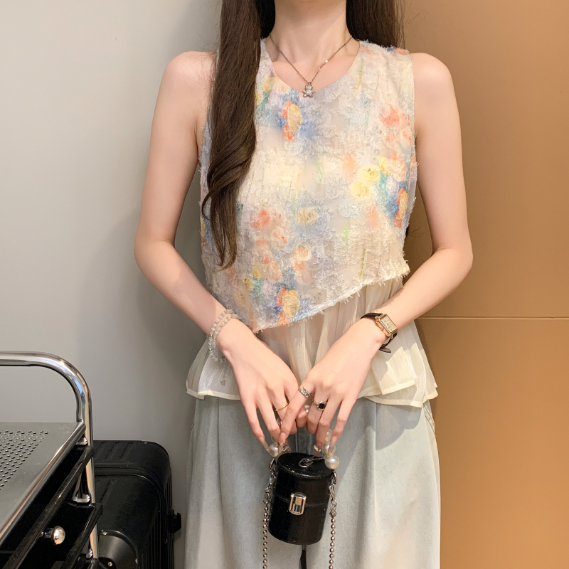 Sweet sleeveless tops all-match shirt for women