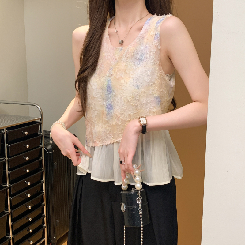 Sweet sleeveless tops all-match shirt for women