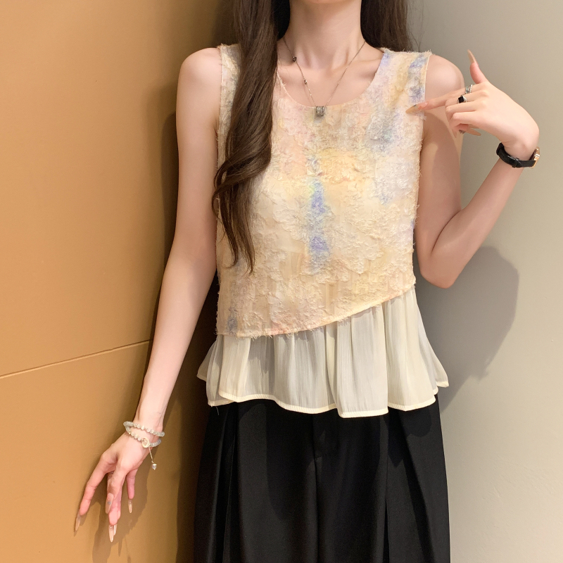 Sweet sleeveless tops all-match shirt for women