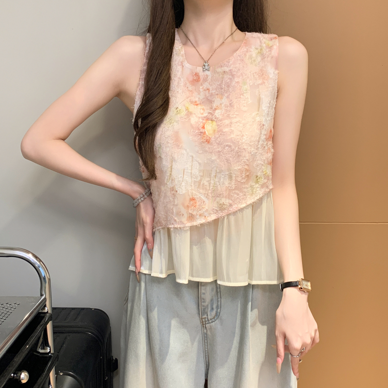 Sweet sleeveless tops all-match shirt for women