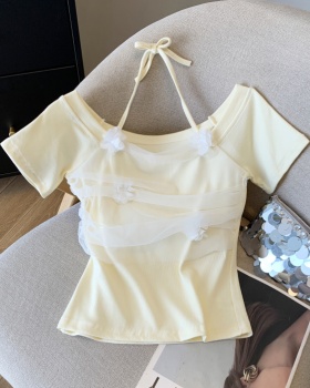 Splice gauze stereoscopic slim summer tops