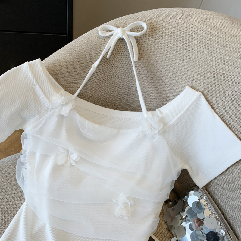 Splice gauze stereoscopic slim summer tops