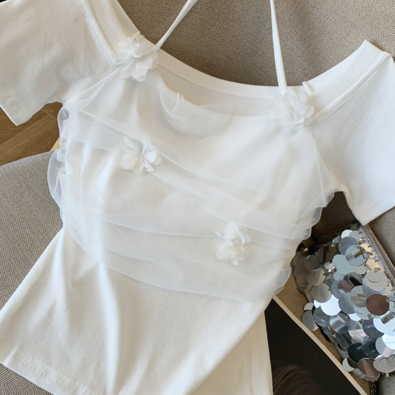 Splice gauze stereoscopic slim summer tops