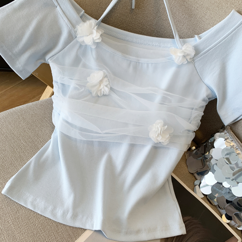 Splice gauze stereoscopic slim summer tops