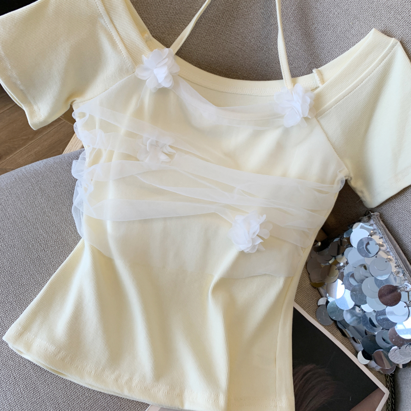 Splice gauze stereoscopic slim summer tops