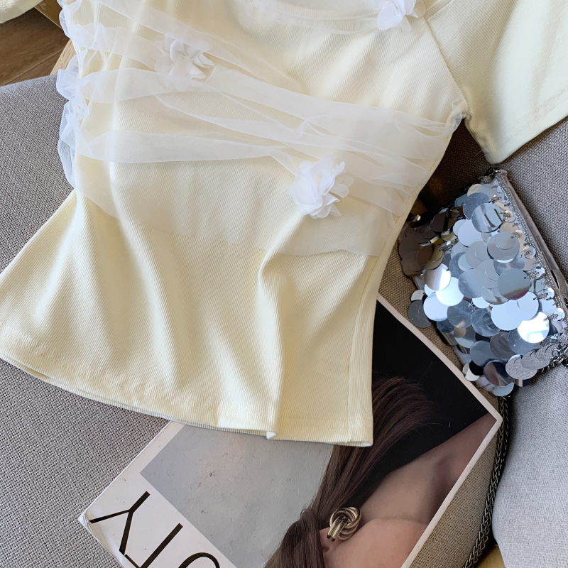 Splice gauze stereoscopic slim summer tops