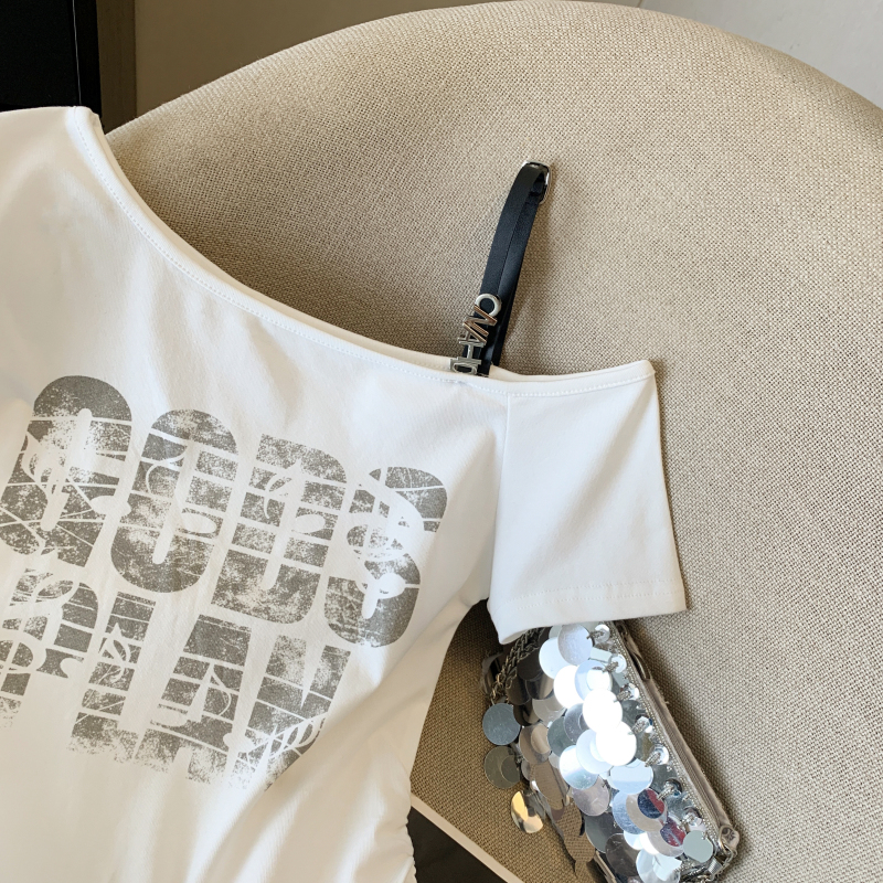 Letters niche printing tops sexy spicegirl T-shirt for women