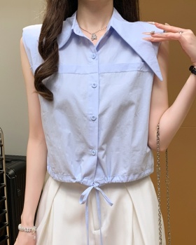 Summer unique shirt short sleeveless waistcoat for women