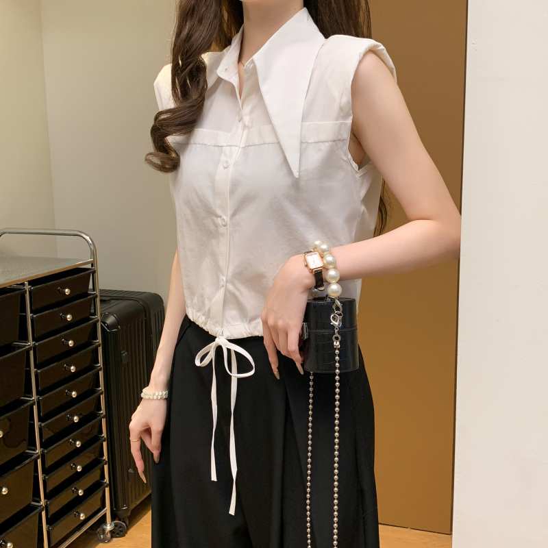 Summer unique shirt short sleeveless waistcoat for women
