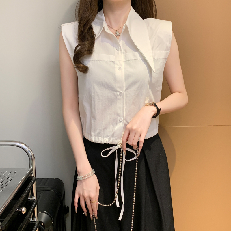 Summer unique shirt short sleeveless waistcoat for women