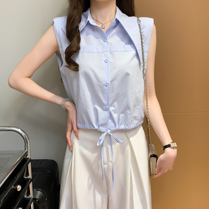 Summer unique shirt short sleeveless waistcoat for women