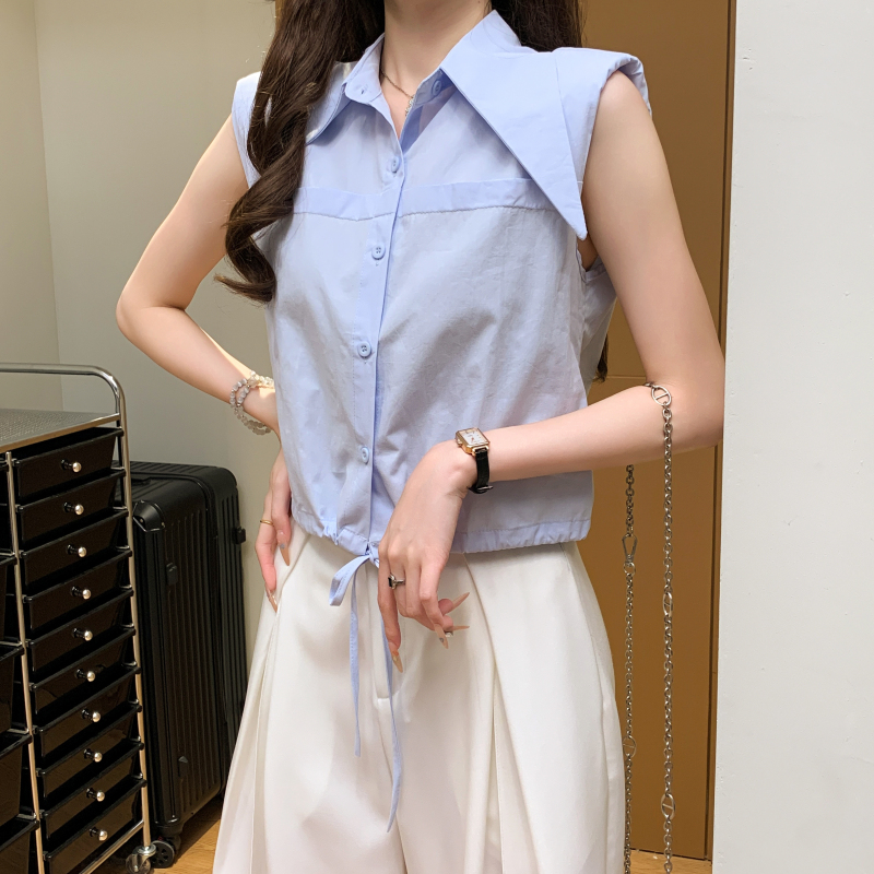 Summer unique shirt short sleeveless waistcoat for women