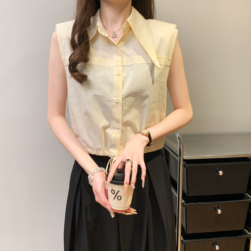 Summer unique shirt short sleeveless waistcoat for women