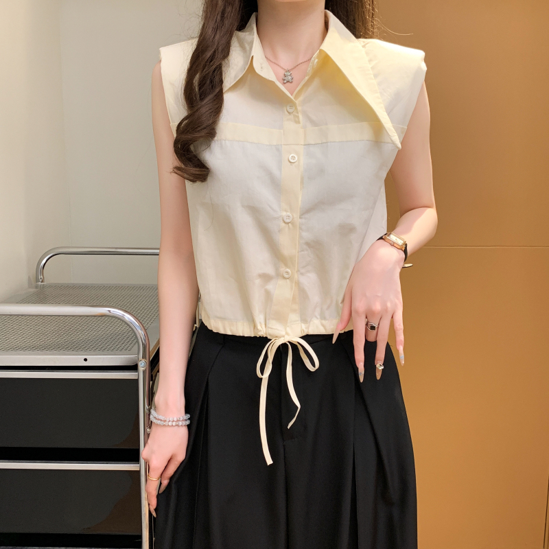 Summer unique shirt short sleeveless waistcoat for women