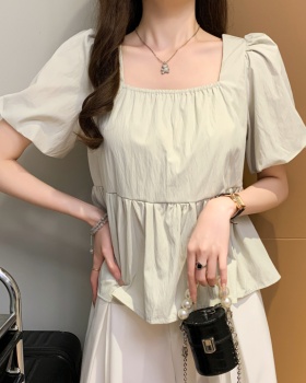 College style shirt pinched waist doll shirt for women