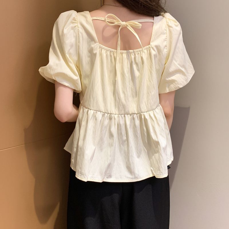 College style shirt pinched waist doll shirt for women