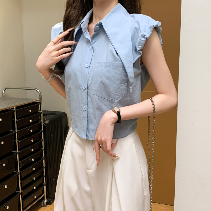 Sleeveless classic tops pure shirt for women