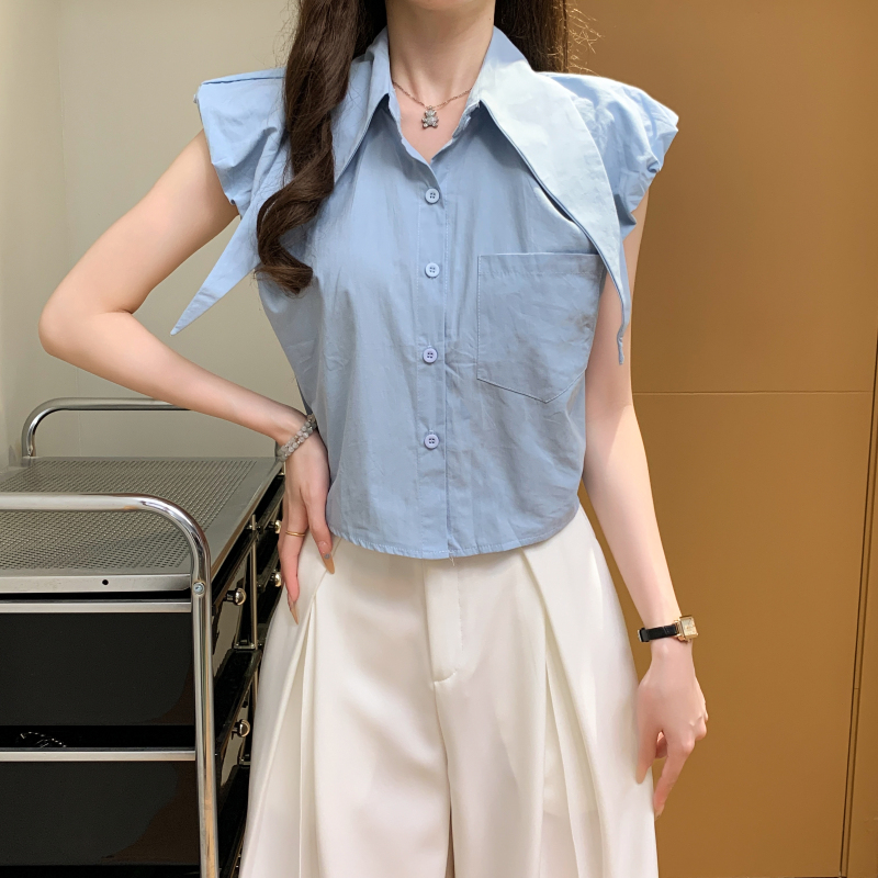 Sleeveless classic tops pure shirt for women
