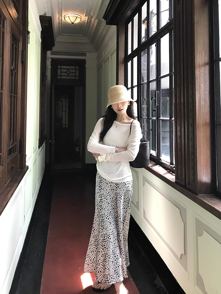 High waist A-line slim drape skirt