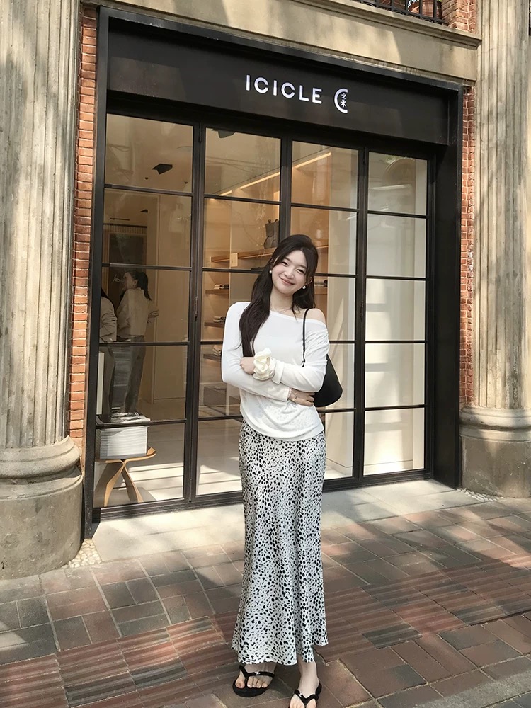 High waist A-line slim drape skirt