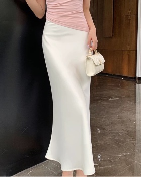 Satin drape A-line skirt