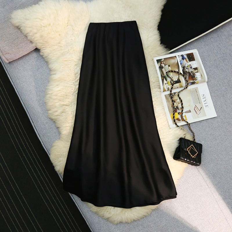 A-line satin drape skirt