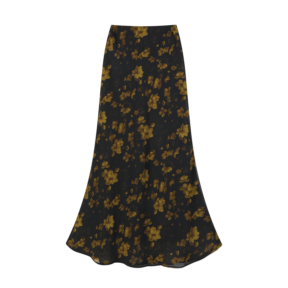 Sexy package hip temperament retro floral skirt