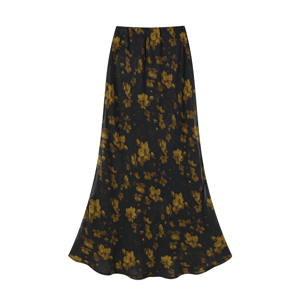 Sexy package hip temperament retro floral skirt