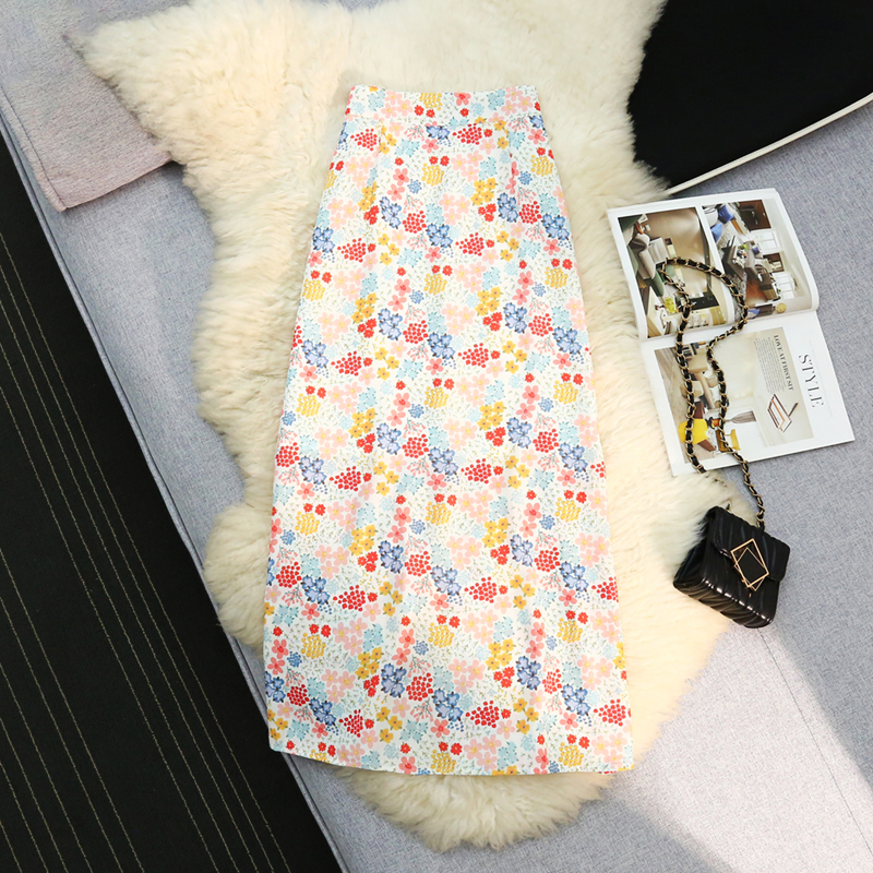 Long slim floral summer skirt