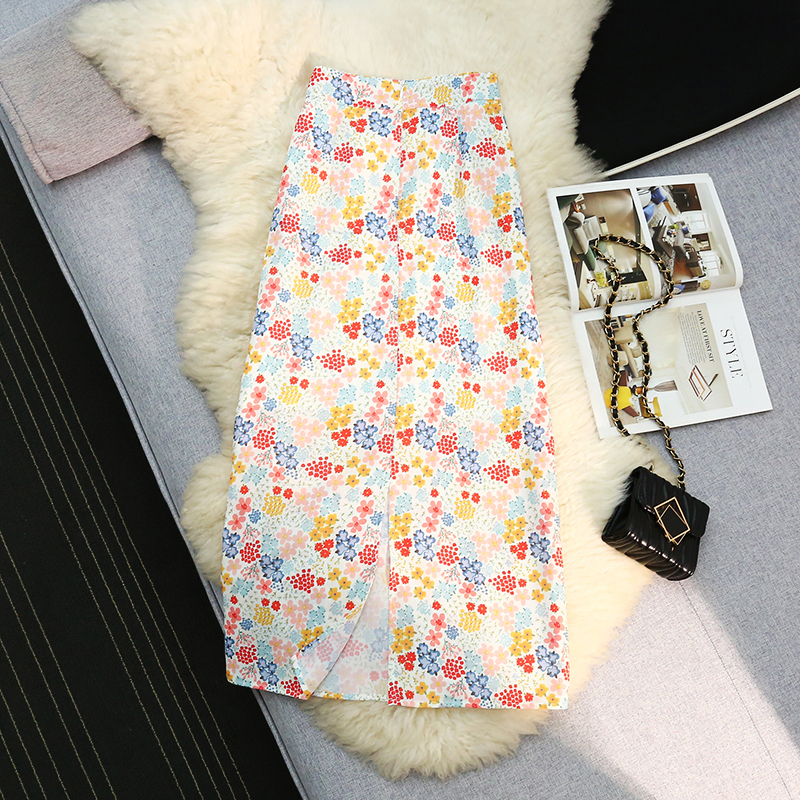 Long slim floral summer skirt