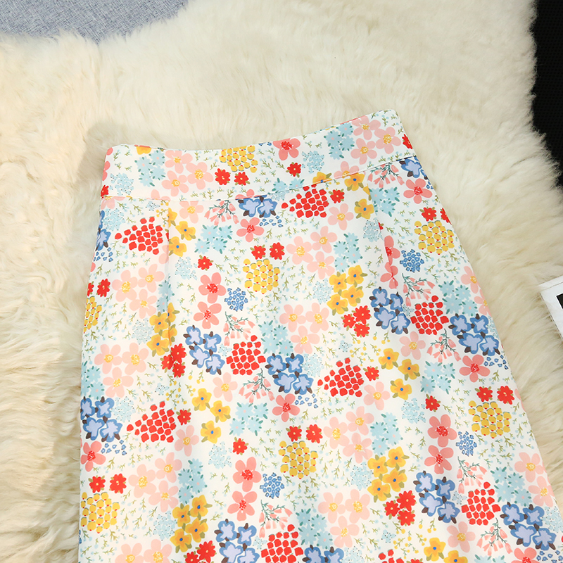 Long slim floral summer skirt