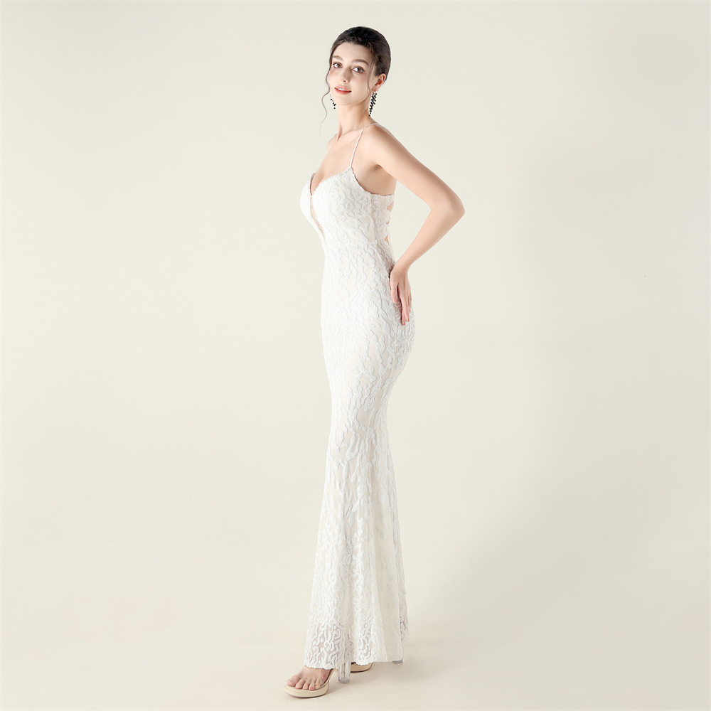 Bandage sling sequins banquet evening dress