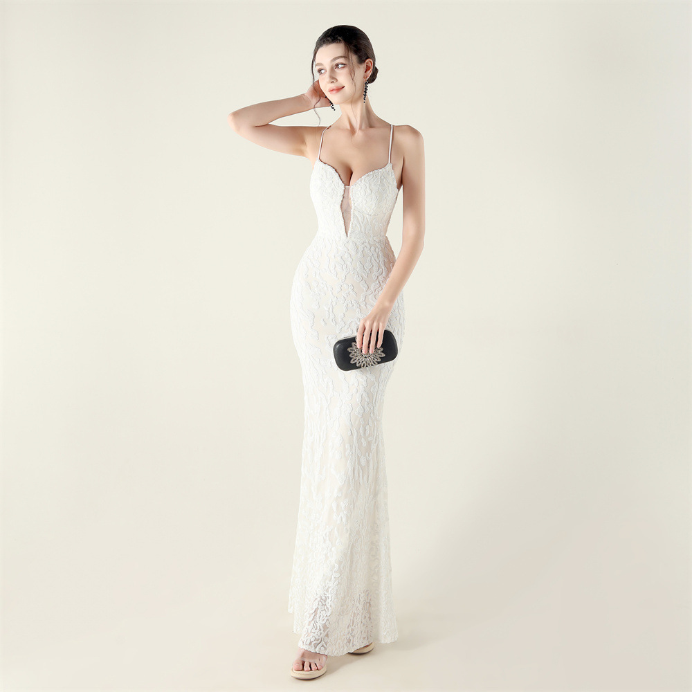 Bandage sling sequins banquet evening dress