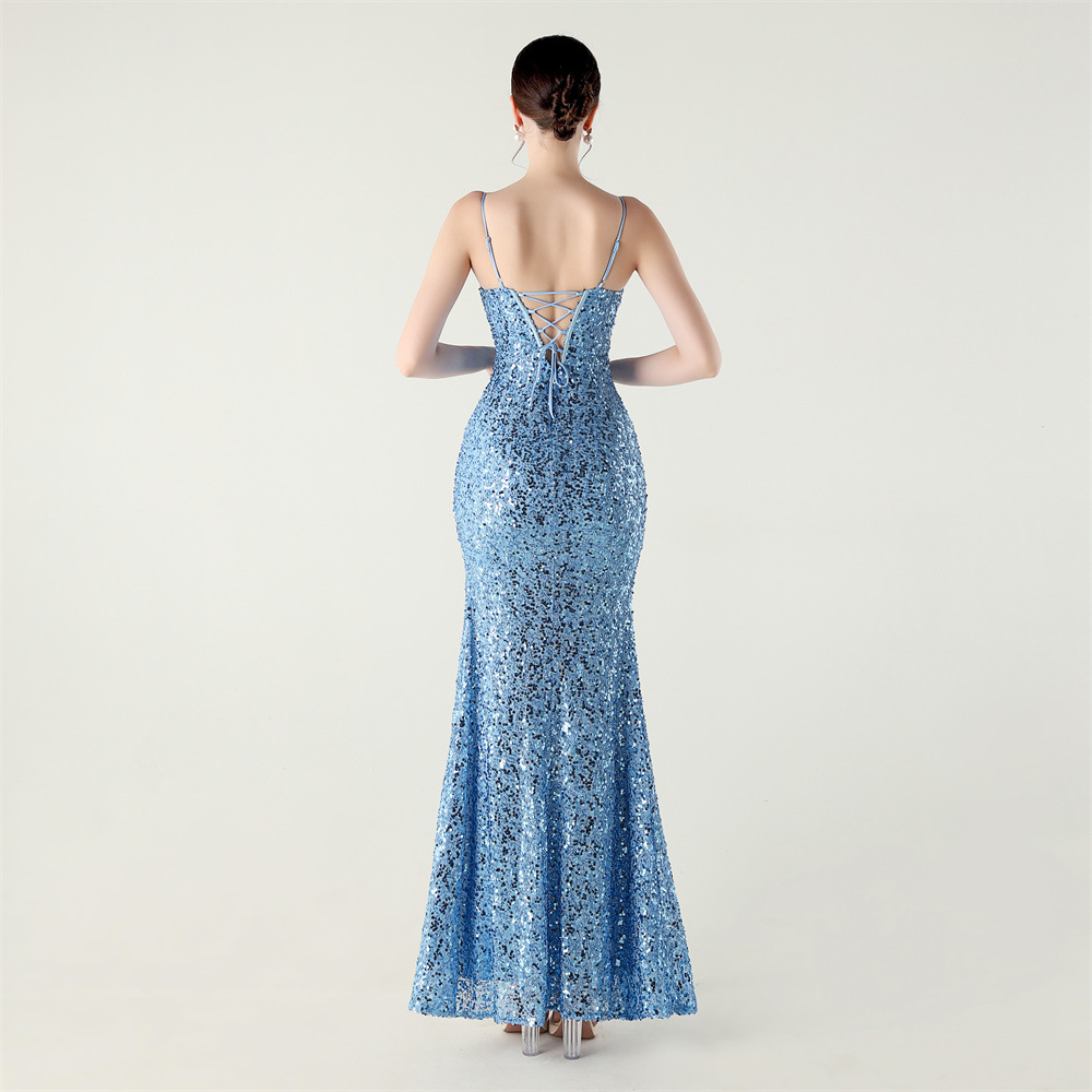Bandage small strap slim evening dress for women