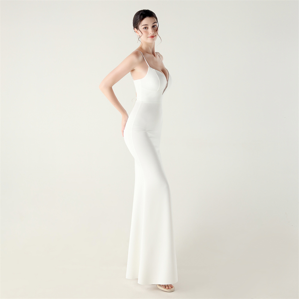 Waist straps V-neck dress banquet evening dress