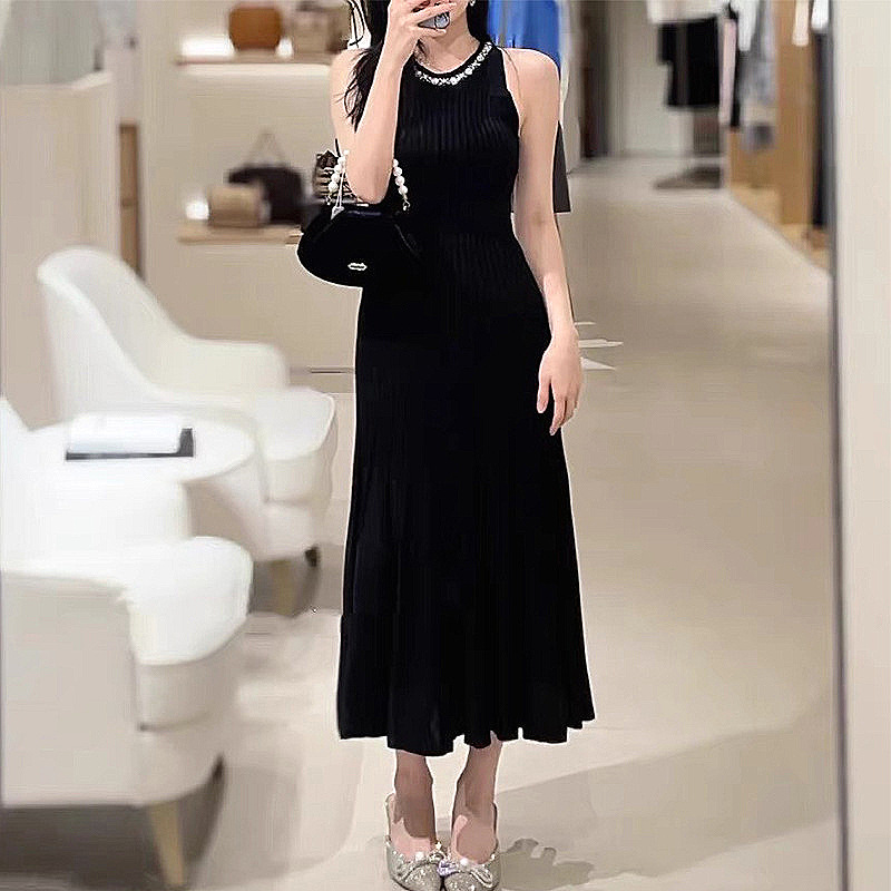 Sleeveless slim sleeveless dress European style dress
