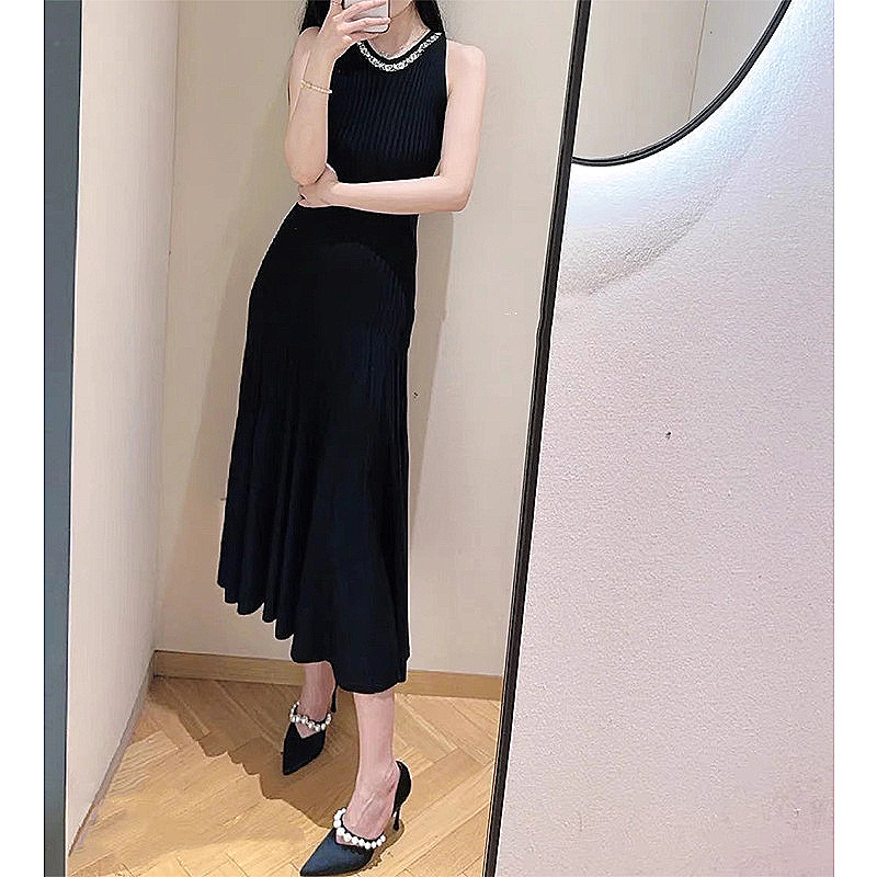 Sleeveless slim sleeveless dress European style dress