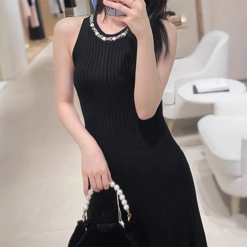 Sleeveless slim sleeveless dress European style dress