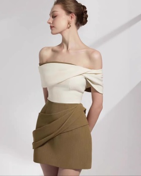 Flat shoulder elegant dress intellectuality T-back