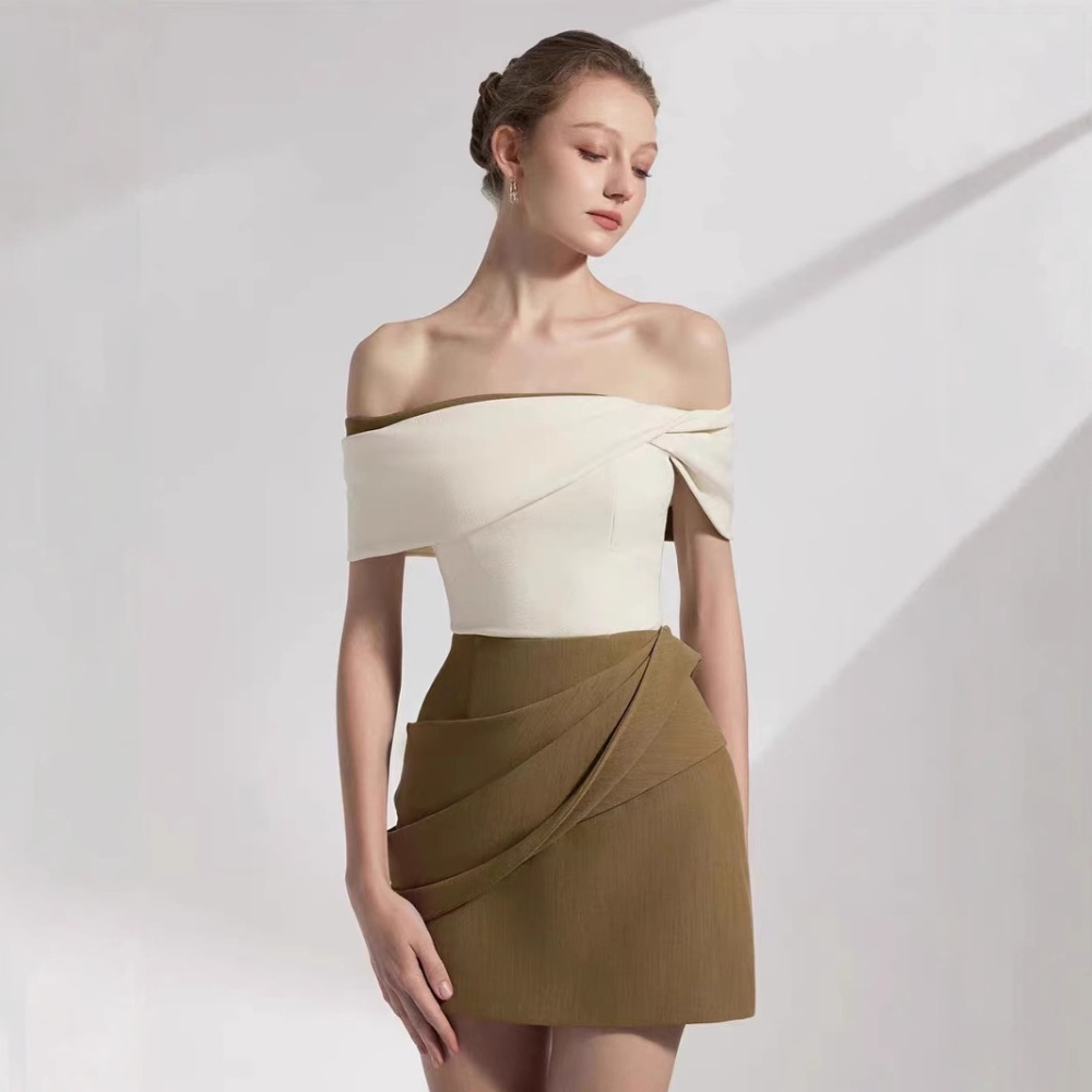 Flat shoulder elegant dress intellectuality T-back