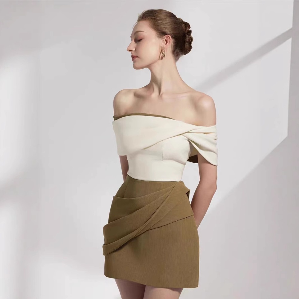 Flat shoulder elegant dress intellectuality T-back
